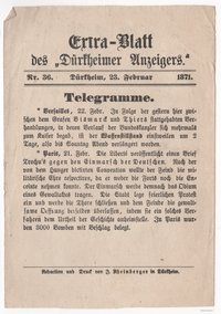 Extra-Blatt des Dürkheimer Anzeigers Nr. 36 23.02.1871