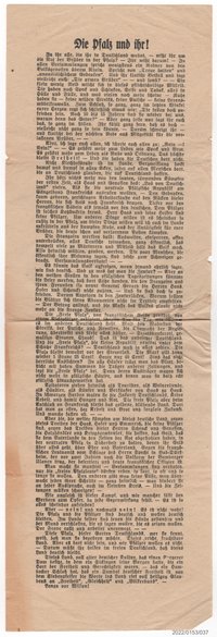 Flugblatt "Die Pfalz und ihr!" 1918