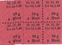 Lebenmittelmarke für 50g Brot 1939