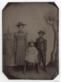 Daguerrotypie von 3 Kindern, vor 1860