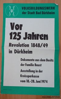 Plakat, Vor 125 Jahren Revolution in Dürkheim