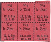 Lebensmittelmarke für 50g Brot 1940