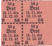 Lebensmittelmarke für 50g Brot Dezember 1943