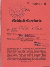 Reichskleiderkarte Oktober 1940 für Elsbeth Klein