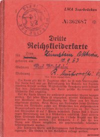 Dritte Reichskleiderkarte Dezember 1942 Zumstein ____