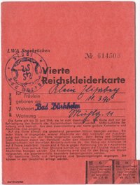 Vierte Reichskleiderkarte Juni 1944 Klein Elisabeth