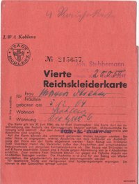 Vierte Reichskleiderkarte Juni 1944 Maria Streher