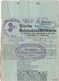 Vierte Reichskleiderkarte Juni 1944 für Mädchen von 3-10 Jahre