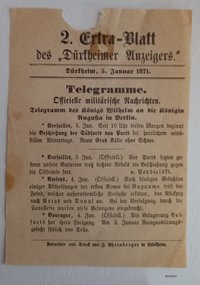 Extra-Blatt des "Dürkheimer Anzeigers" vom 5. Januar 1871