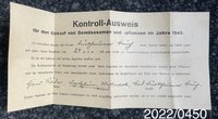 Kontroll-Ausweis für Samen/Jungpflanzen 1943