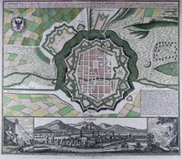 Plan und Panorama von Landau
