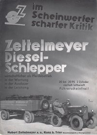 Werbeblatt für Diesel-Schlepper der Firma Zettelmyer