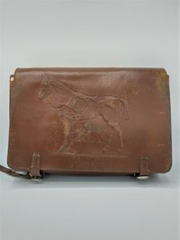 Dunkelbraune Schultasche mit Pferdemotiv
