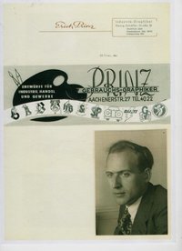 Werbeblatt des Industriegrafikers Erich Prinz