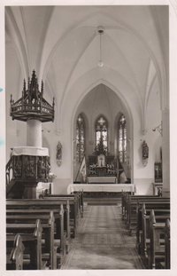 Ansichtskarte mit Innenansicht der St. Sebstianuskirche in Bad Bodendorf vor dem Umbau