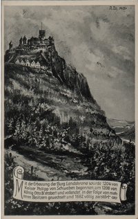 Ansichtskarte Zeichnung Burg Landskrone