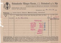 Weinrechnung des Bodendorfer Winzer-Verein vom 20. Juli 1954 an den Bodendorfer Pfarrer