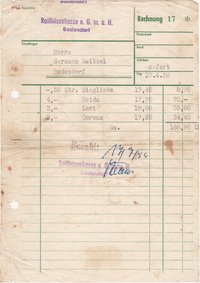 Rechnung für Setzkartoffeln vom 27.4.1956