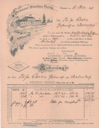 Rechnung über Lieferung von Trester in Fässern vom Weinbau-Verein Dernau an Peter Josef Choin in Bodendorf vom 16. Dezember 1898