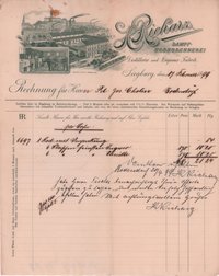 Rechnung von H. Richarz, Korn-Dampbrennerei in Siegburg vom 17. Februar 1899 an Peter Josef Cholin in Bodendorf/Ahr