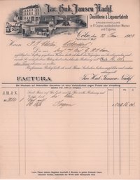 Rechnung von Jac. Hub. Jansen Nachf. in Köln für Etikettendruck vom 24. Juni 1902 an Peter Josef Cholin in Bodendorf/Ahr