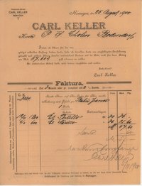 Rechnung von Carl Keller in Remagen über 57,60 Mark vom 25. August 1900 an Peter Josef Cholin in Bodendorf/Ahr