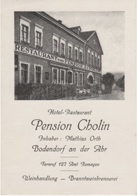Rechnung der Gastwirtschaft Cholin in Bodendorf/Ahr für verzehr des Damen Kegel-Club am 13. Dezember 1956