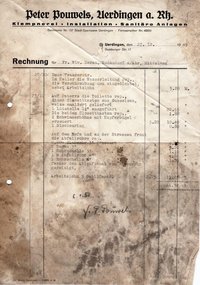 Rechnung für Sanitärarbeiten 1949