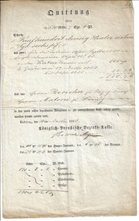 Quittung von 1823 über die 4. Rate für ein 1820 ersteigertes Nationalgut (Zehnthof)