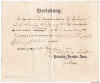 Vorladung Abgeordneter Christmann zum Peinlich-Verhör-Amt 13.11.1848