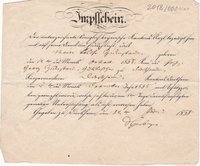 Impfschein für Maria Louise Zumstein vom 22. Januar 1858