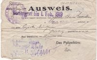 Ausweis für Johanna Clara Zumstein vom 12. Dezember 1918