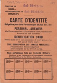 Personalausweis für Maria Zumstein-Bischoff ausgestellt 3. Februar 1919
