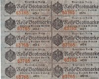 10 Reise-Brotmarken 50 Gramm Gebäck Deutsches Reich, blau-grau