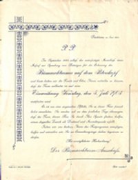 Einladung zur Eröffnung Bismarckturm