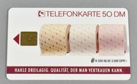 Telefonkarte mit Werbeaufdruck für Hakle Toilettenpapier
