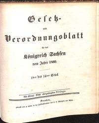 Gesetz- und Verordnungsblatt für das Königreich Sachsen vom Jahre 1860