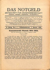 Das Notgeld - Zeitschrift für Münzwissenschaft 11. Jahrgang, Wilhelmshaven 1929