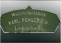 Firmenschild Maschinenfabrik Karl Pohlers Jr.
