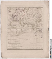 Landkarte "Generalkarte saemtlicher Entdeckungen auf den drei großen Weltreisen des Kapit. Jakob Cook."