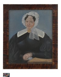 Pastellbild: Porträt einer Frau mit weißer Haube