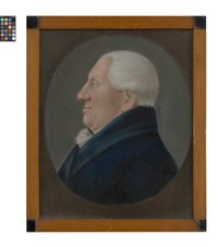 Pastellbild: Porträt eines Mannes mit blauer Jacke