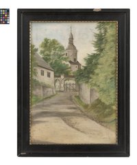 Ölbild: Kirche in Nerchau