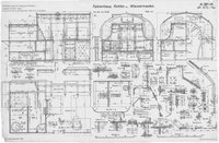 Konstruktionszeichnung Detailzeichnung des Führerhaus, Wasser- und Kohlenkastens der Dampflokomotive Gattung T 14, eine 4/6 gekuppelte Heissdampf - Güterzug - Tenderlokomotive der Preußischen Staatseisenbahnen, 1922