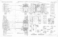 Konstruktionszeichnung Dampflokomotive Gattung T 14 der Preußischen Staatseisenbahnen, Detailzeichnung Achsbuchsen mit Führungen für die Laufachsen, 1921