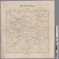 Marschrouten-Karte der französischen Armeen unter Napoleon u. Murat, und der verbündeten Heere unter General Blücher, den Kronprinzen von Schweden, dem Fürsten Schwarzenberg ung Grafen Bennigsen nach Leipzig im October 1813.