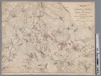 Plan der Schlacht bei Wachau und des Gefechts bei Connewitz am 16.Oktober 1813. Angriff der französischen Armee und letzte Aufstellung beider Heere.