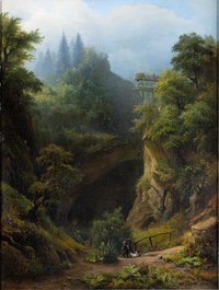 Landschaft mit der Grube Büchenberg bei Wernigerode von Georg Heinrich Crola (1804-1879)