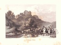 Scharzfeld: Burg Scharzfels aus der Ferne, 1838 (aus: Wigand "Wanderung durch den Harz")