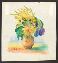 Bunte Blumen in bauchiger Vase